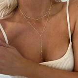 Dorado Double Multicapa Long Tassel Beads Collar