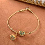 Vintage Dorado Turquesa Lotus Pulsera