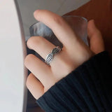 Plateado Angel Wings Ajustable Anillo