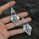 Vintage Bohemio Turquesa Rhombus Pendientes