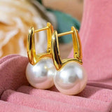 Vintage Golden Perla Pendientes