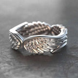 Plateado Angel Wings Ajustable Anillo