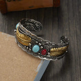 Mesina Turquesa Plateado Dorado Pulsera