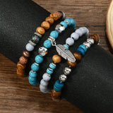 Bohemio Turquesa de Cuentas Pluma Pulsera