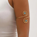 Bohemio Plateado Media Luna Turquesa Arm Pulsera