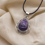 Teardrop Amatista Colgante Collar