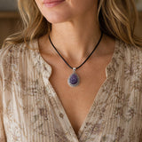 Teardrop Amatista Colgante Collar