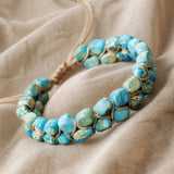 Turquesa Piedra Woven Dorado Pulsera