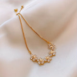 Dorado Blanco Circonitas Flor Pulsera