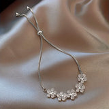 Dorado Blanco Circonitas Flor Pulsera
