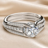 Dorado Blanco Zircon Multi Multicapa Anillo