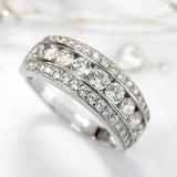 Elegante Plateado Piedra Anillo
