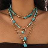 Turquesa de Cuentas Apilado Collares