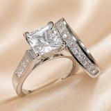 Dorado Blanco Square Circonitas Set de Anillos