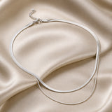 Dorado Blanco Serpiente Multicapa Collar