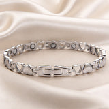 Elegante Dorado Blanco Corazón Pulsera