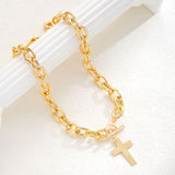 Trendy Toggle Dorado Blanco Cruz Collar