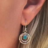 Boho Saturn Pendientes Turquesa y Dorado