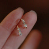 Elegante Dorado Blanco Small Circonitas Pendientes