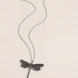 Vintage Dragonfly Colgante Piedra Luna Collar