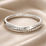 Dorado Blanco Circonitas Commuter Anillo