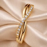 Dorado Blanco Circonitas Commuter Anillo