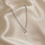 Trendy Toggle Dorado Blanco Cruz Collar