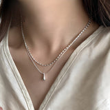 Dorado Blanco Doble Teardrop Colgante Collar