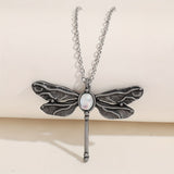 Vintage Dragonfly Colgante Piedra Luna Collar