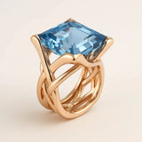 Vintage Dorado Blue Piedras de Color Anillo