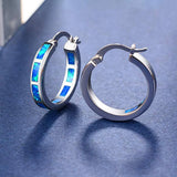 Blue Ópalo Circle Aro Pendientes