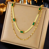 Gem Doble Retro Dorado Collar