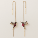 Hummingbird Enamel y Circonitas Pendientes