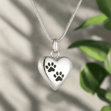 Pet Memorial Urn Collar Corazón-Shaped Colgante con Paw Engraving