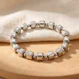 Vintage Plateado Cubic Beads Pulsera
