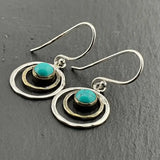 Boho Saturn Pendientes Turquesa y Dorado