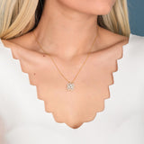Golden Clover Collar con Zircon Piedra Corazón Colgante