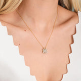 Golden Clover Collar con Zircon Piedra Corazón Colgante