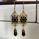 Black Cristal Drop Pendientes