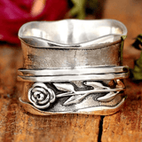 Vintage Plateado Flor Anillo