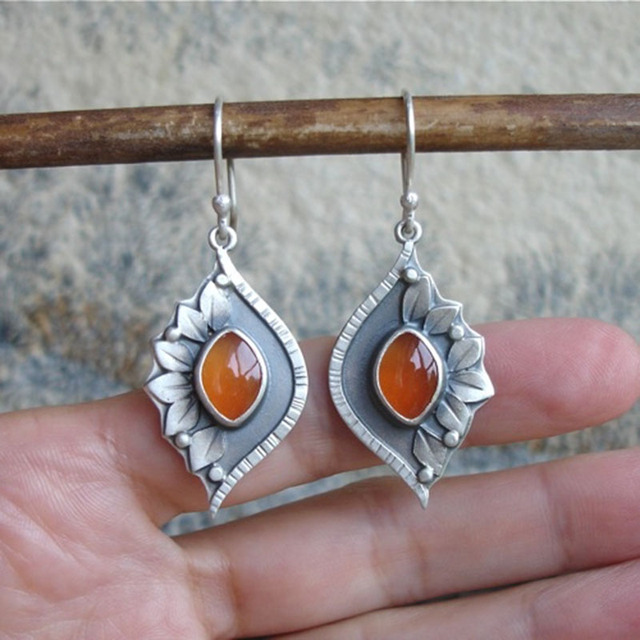 Pendientes Boho con Cristales Naranjas