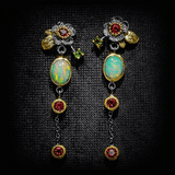 Boho Pendientes con Ópalo y Red Circonitas