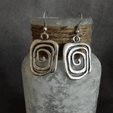 Vintage Spiral Plateado Pendientes