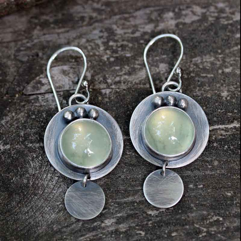 Pendientes Vintage Piedra Lunar Verde