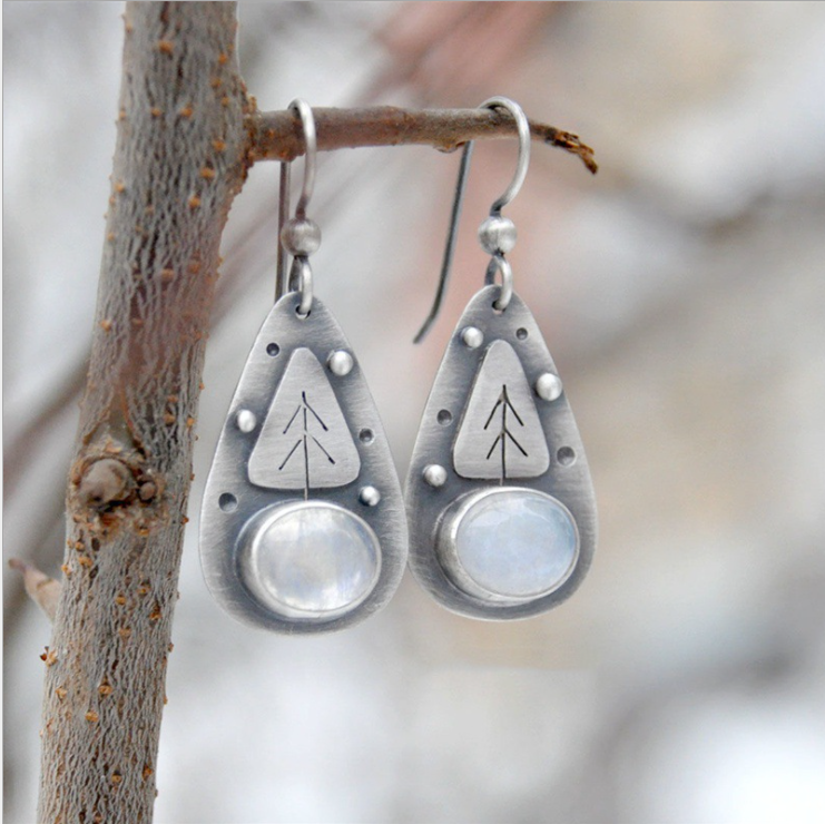 Pendientes de Piedra Lunar Vintage