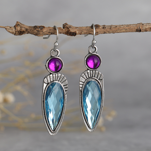 Pendientes de Cristales Azules Vintage