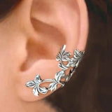 Vintage Plateado Hoja Pendientes
