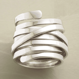 Vintage Thick Layer Plateado Anillo