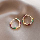 Chic Golden Enamel Pendientes