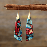 Vintage Plateado y Dorado Colorful Piedra Pendientes